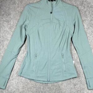 Lululemon Define Jacket Womens 6 Blue Green Luon Full Zip Thumbholes Pockets Gym